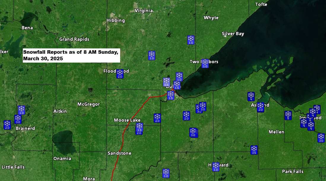 Snowfall and Ice Reports for the Northland