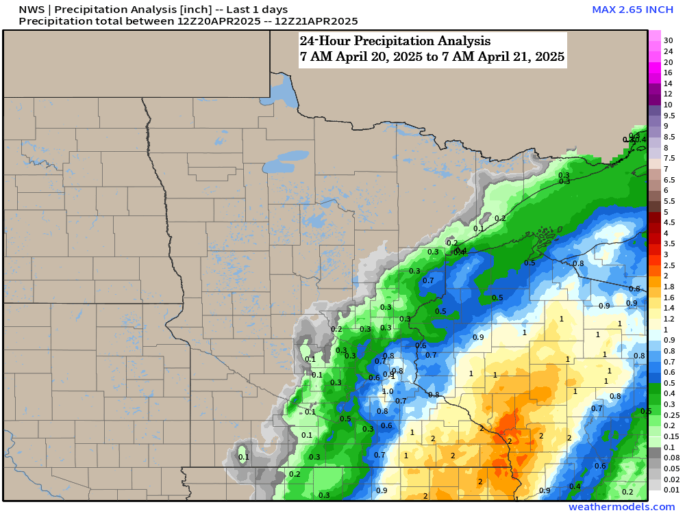 April 21, 2025 Precipitation Reports