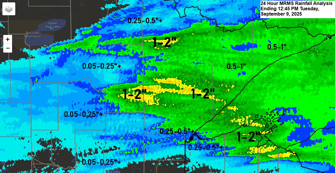 Rainfall Data from Northern Minnesota and Wisconsin