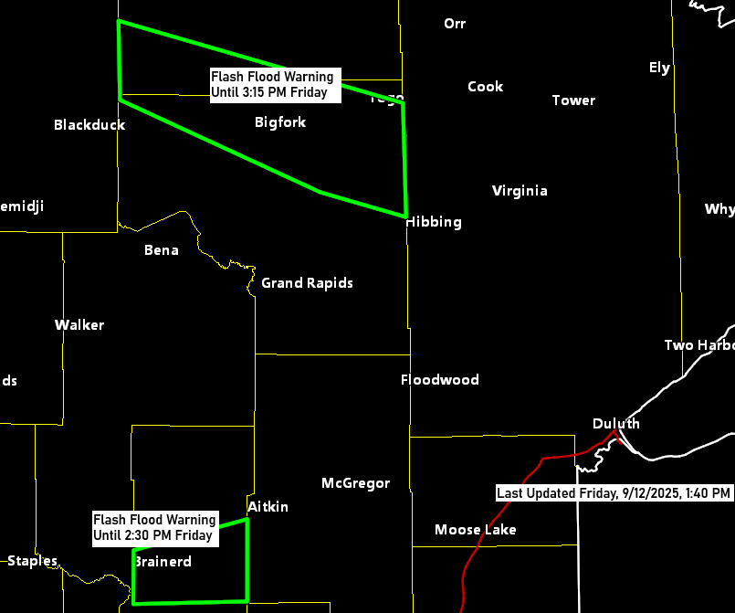 Heavy Rainfall and Hail Reports for Northland: September 12, 2025