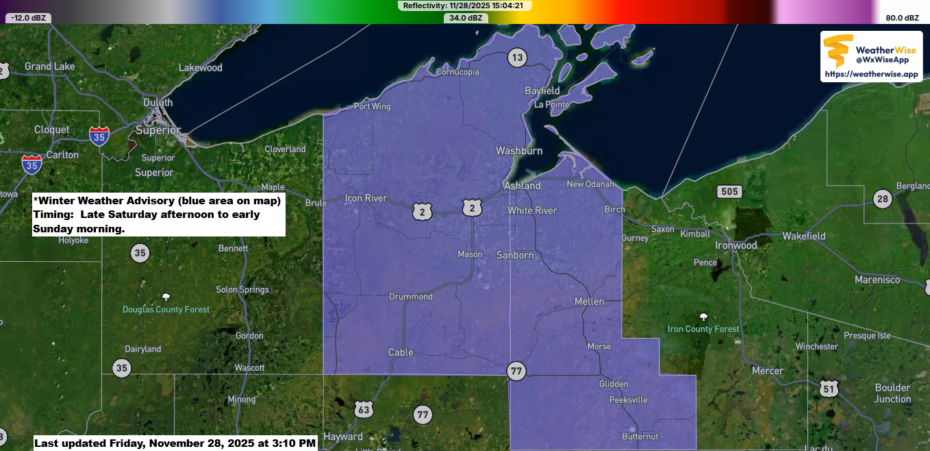 Lake Effect Snow Forecast: Saturday to early Sunday