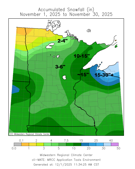 November 2025 Weather Summary for Northeast Minnesota and Northwest Wisconsin