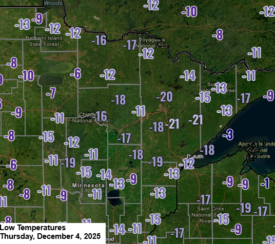 Record-Breaking Cold in Northeast Minnesota: December 4, 2025
