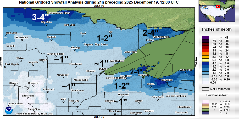 Northland Snowfall Summary: December 18, 2025