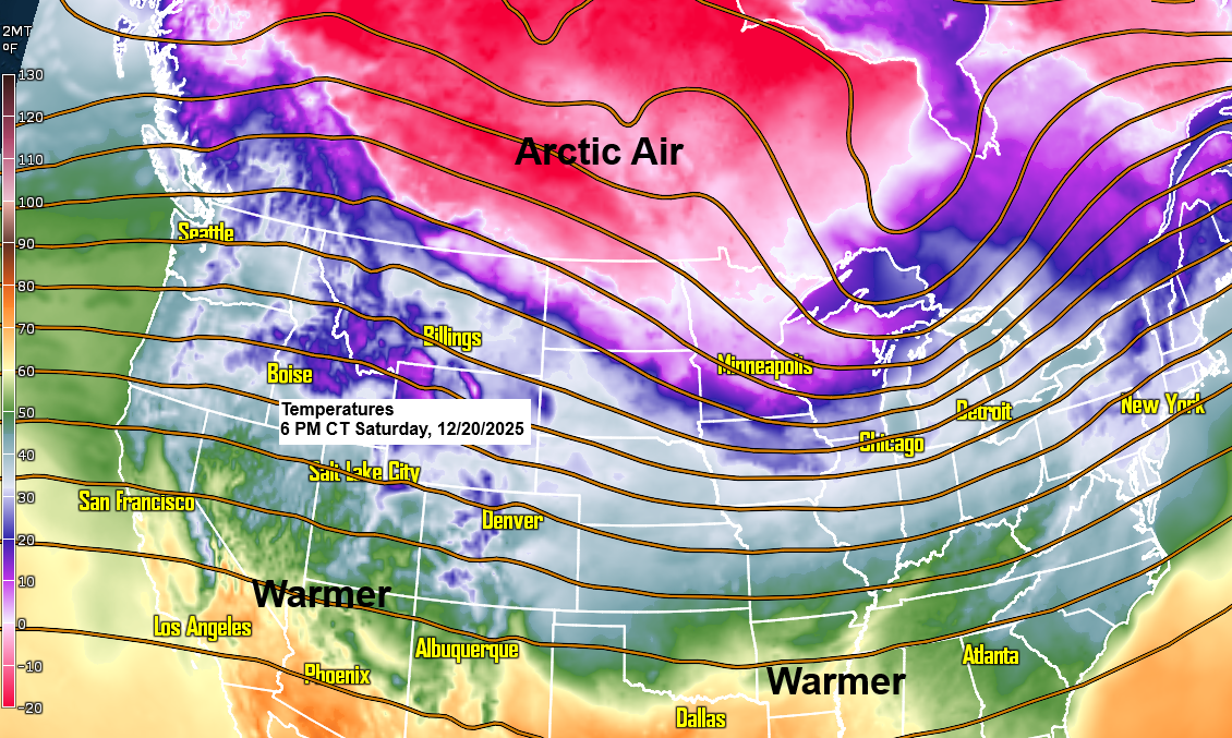 Subzero temperatures tonight; Up and down temps Christmas week with a few shots of snow/wintry mix