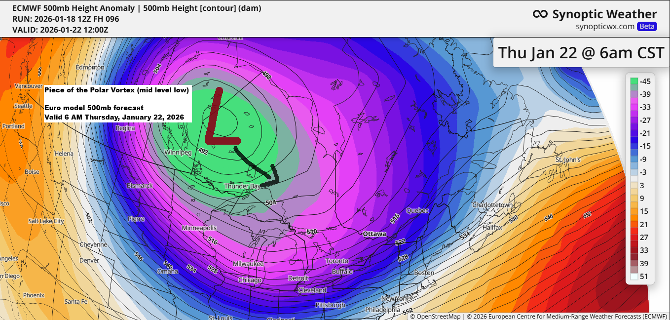 A frigid week is on the way, with the Polar Vortex making an appearance later in the week.