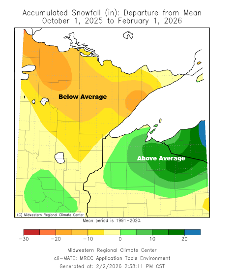 Seasonal Snowfall Totals for 2025-2026