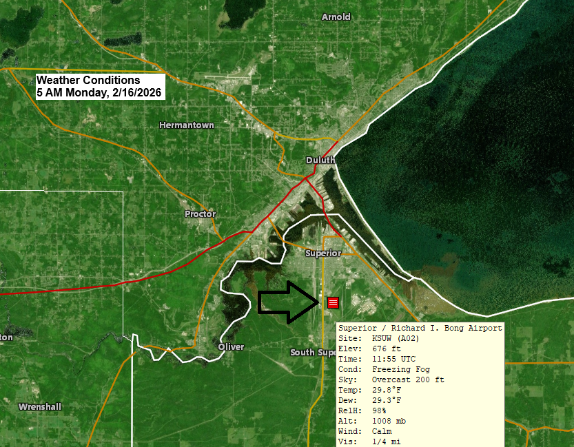 Dense Fog Advisory for Duluth and Superior