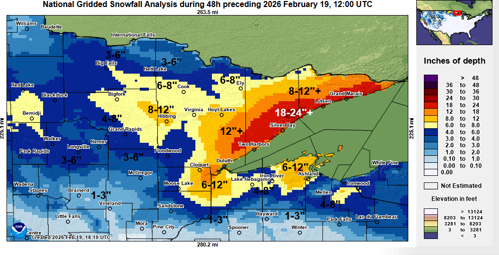 Hovland, MN Leads Blizzard Snowfall Totals: February 17-19, 2026