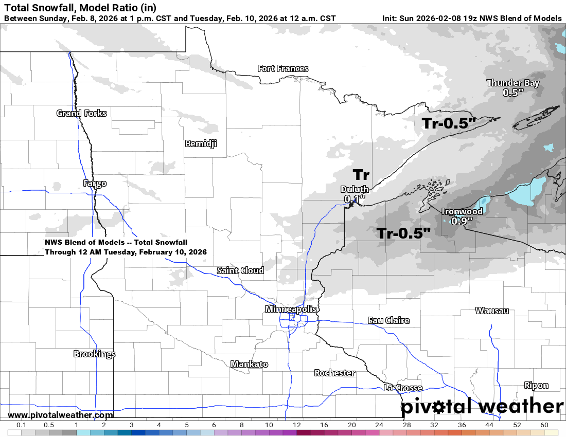 Northland Weather Update: Expect a bit of light rain and snow on Monday.