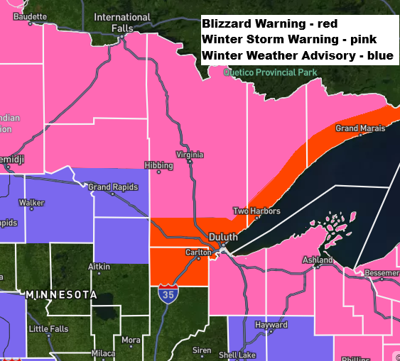 Blizzard conditions are expected on the North Shore from tonight through Friday morning.