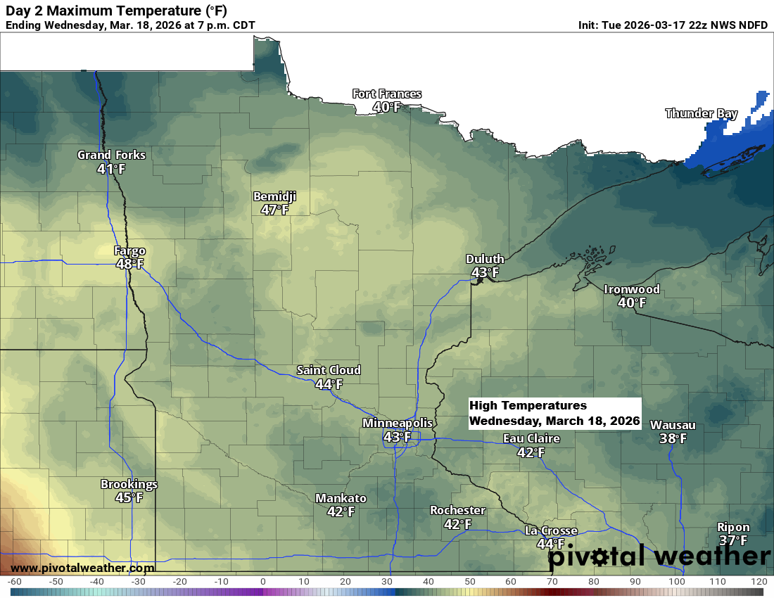Snow Tonight; Near 40 by Wednesday Afternoon