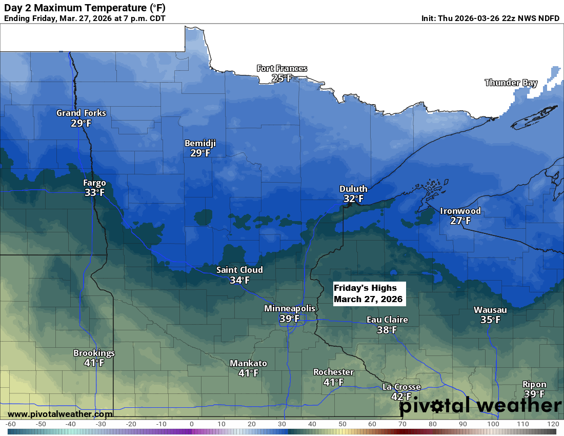 Scattered snow showers and a chilly Friday ahead