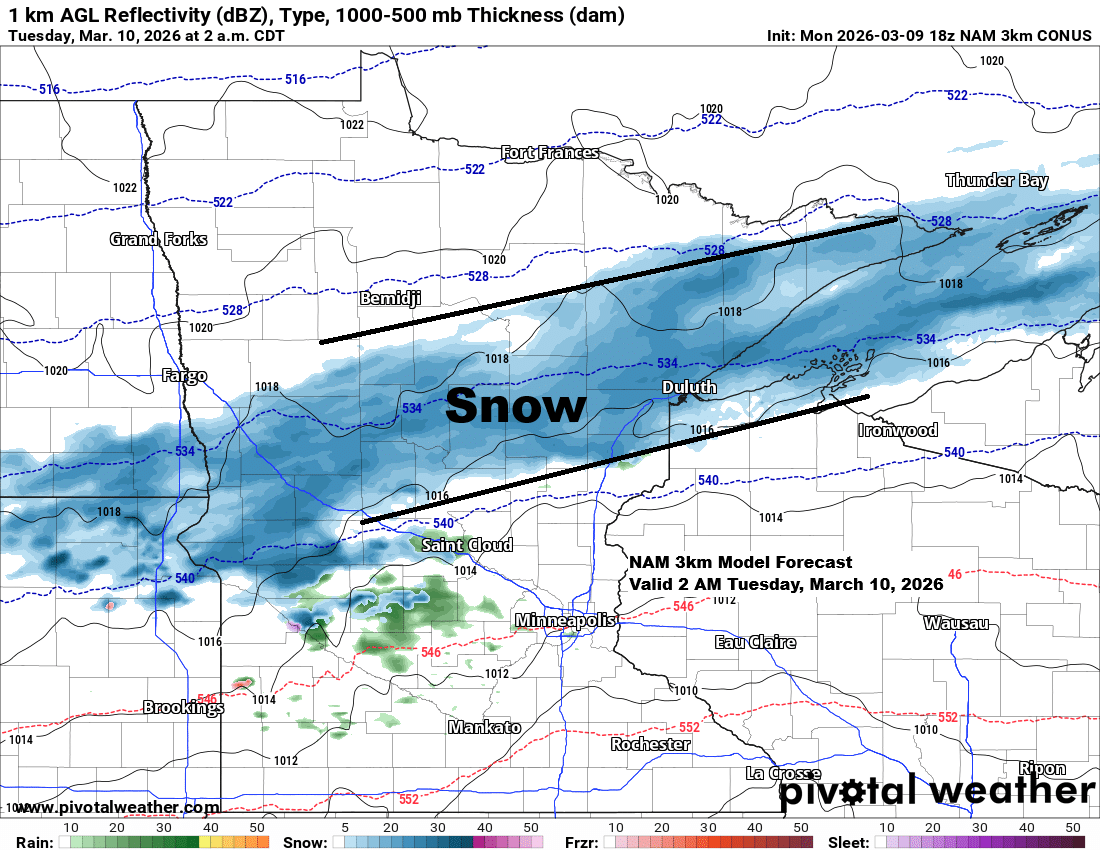 A narrow band of snow is expected late tonight, with more chances for snow continuing through the rest of the week.