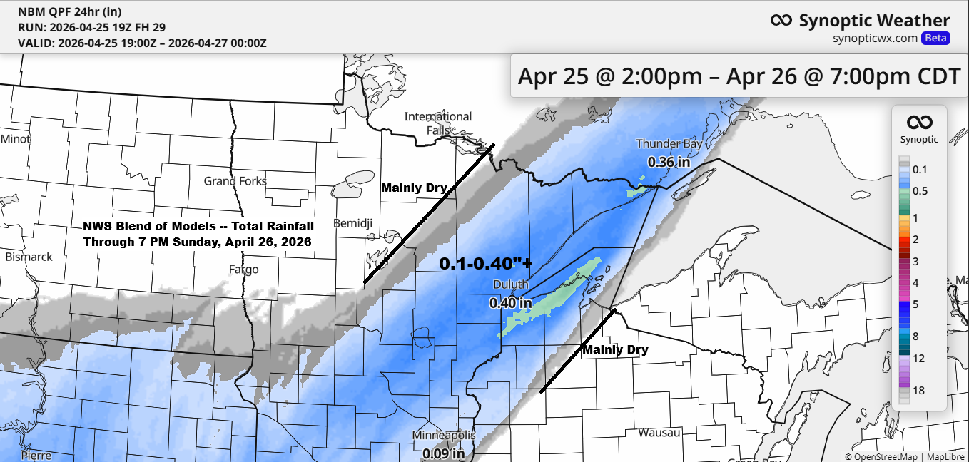 Occasional Rain Through Early Tuesday; Breezy Near Lake Superior