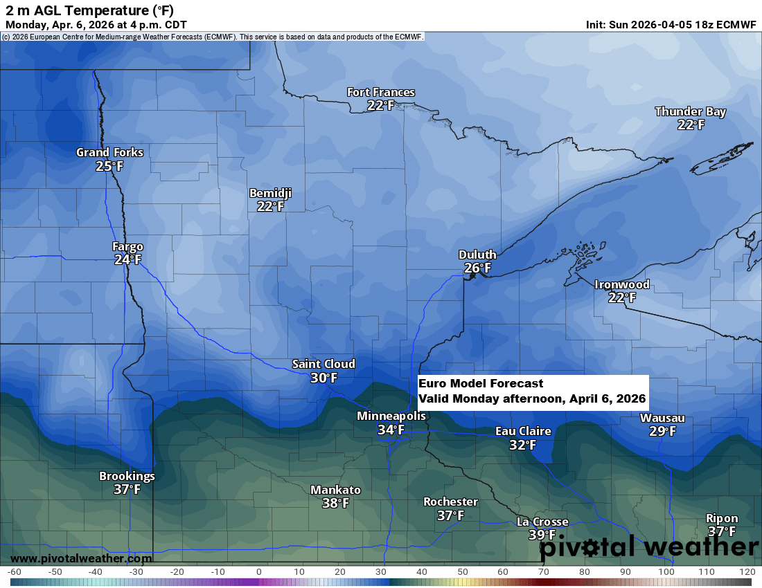 Temperatures will drop over the next few days, with a chance of precipitation by midweek.