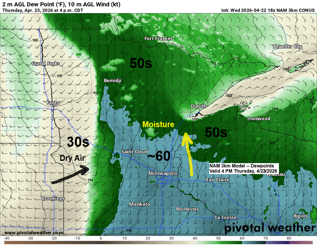 Summerlike 80s/90s in MN Today, Turning Showery Thursday