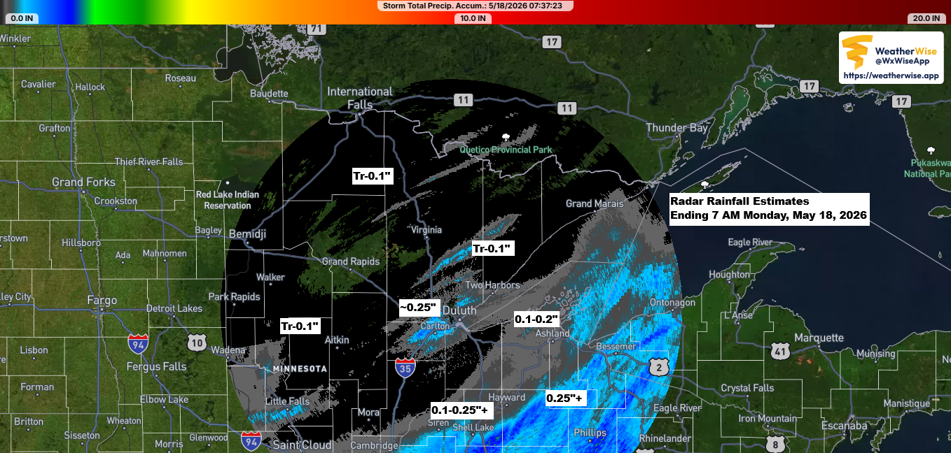 Rainfall Roundup: Flanders Fire, Stewart Trail Fire, and Northland Totals