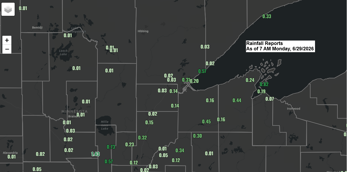 Overnight Northland Thunderstorms, Rain Totals & Evening Risk