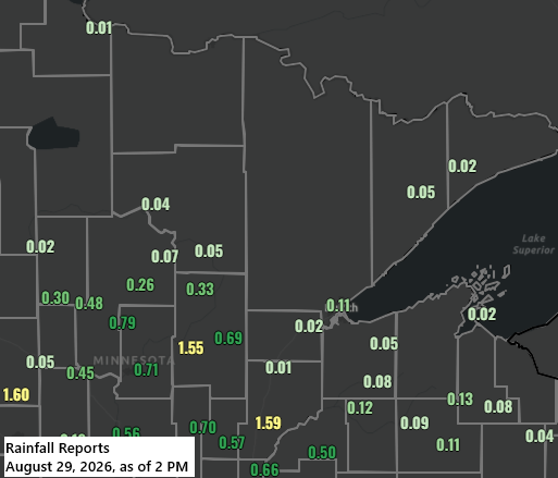 East‑Central Minnesota Gets Drenched — Duluth Barely Scrapes a Tenth