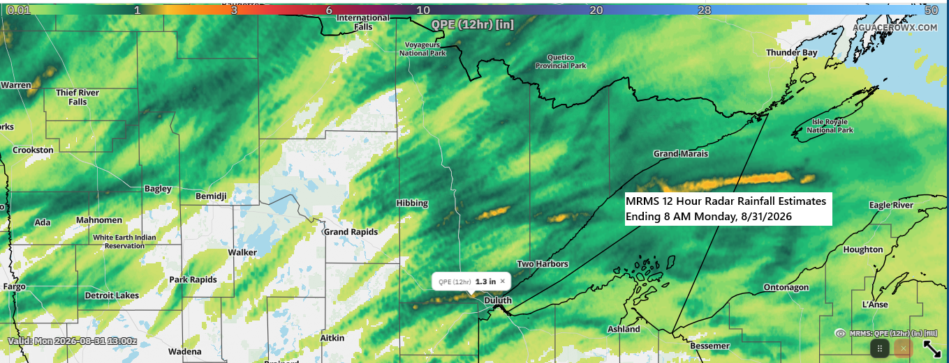 🌧️ Twin Ports Rainfall Ranged from 0.4″ to Over 1″ Overnight