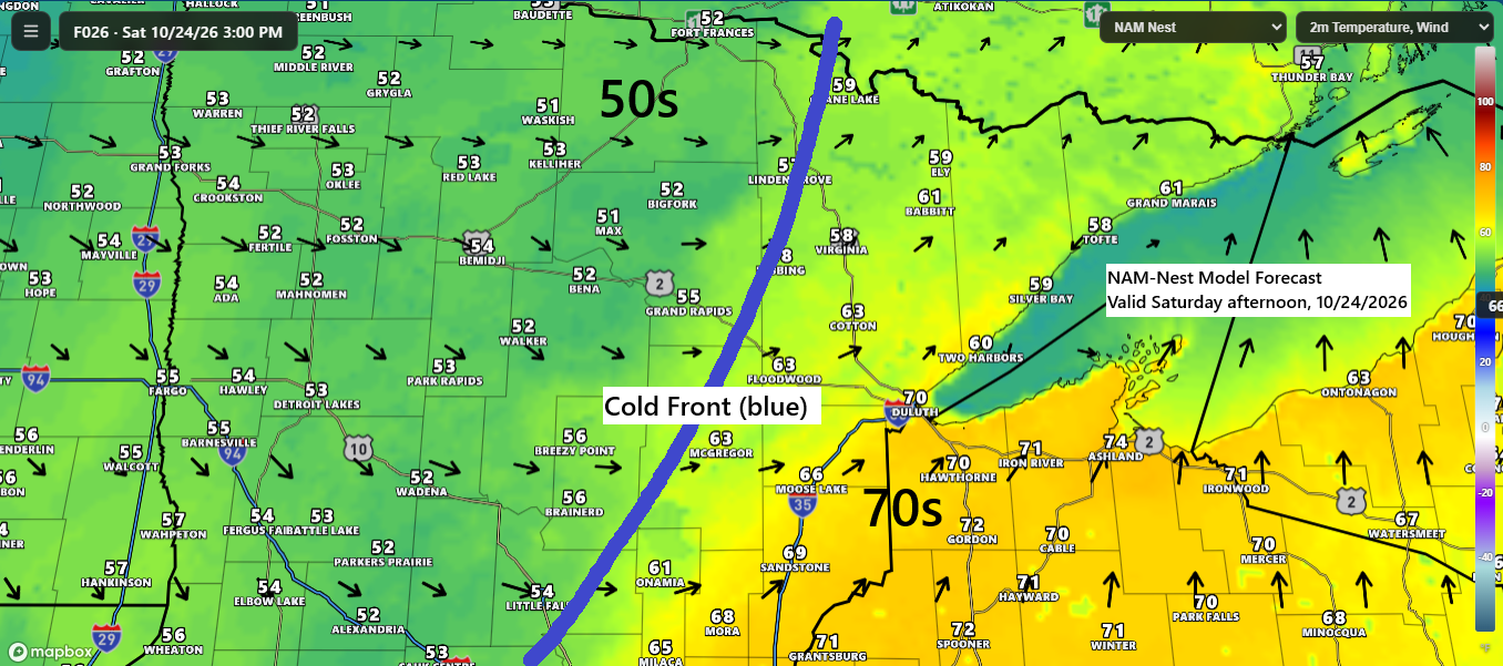 🌫️🌧️📈Scattered Showers Tonight and Saturday; Record Warmth Possible in Duluth